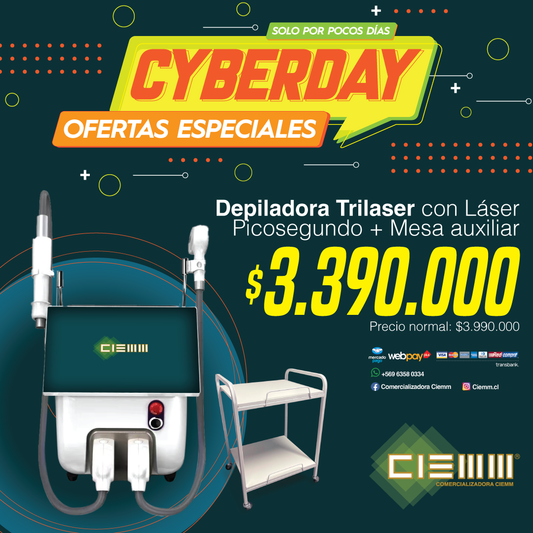 Depiladora Trilaser más PicoSegundo, incluye mesa Auxiliar